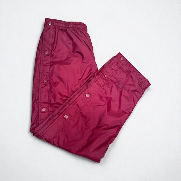 Vintage Breakaway Track Pants Burgundy Maroon Nylon Lined 90s Men's Size M - Picture 2 of 7